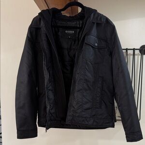 GUESS Men’s Black Hooded Lightweight Jacket